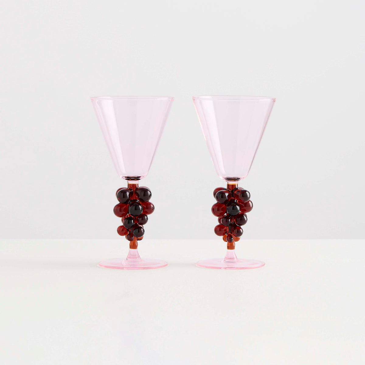 2 Bordeaux Wine Glasses | Pink & Amber