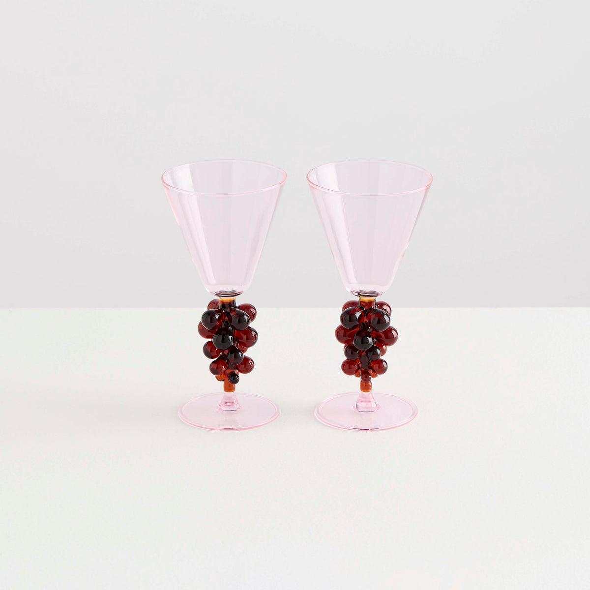 2 Bordeaux Wine Glasses | Pink & Amber