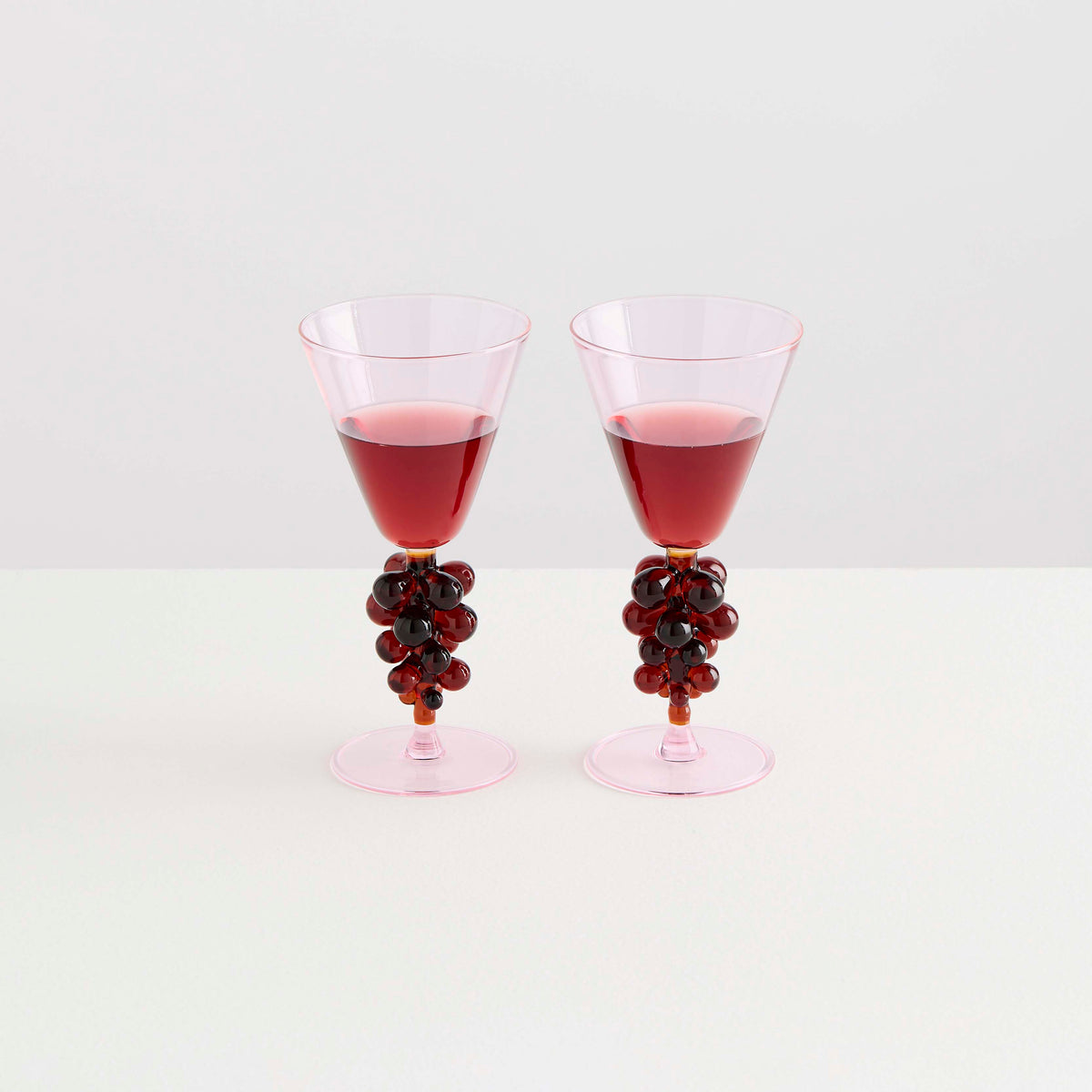 2 Bordeaux Wine Glasses | Pink & Amber