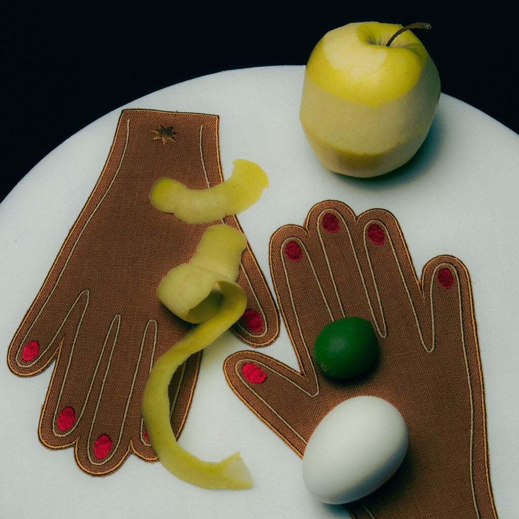 Hand Cocktail Napkins | Caramel & Red