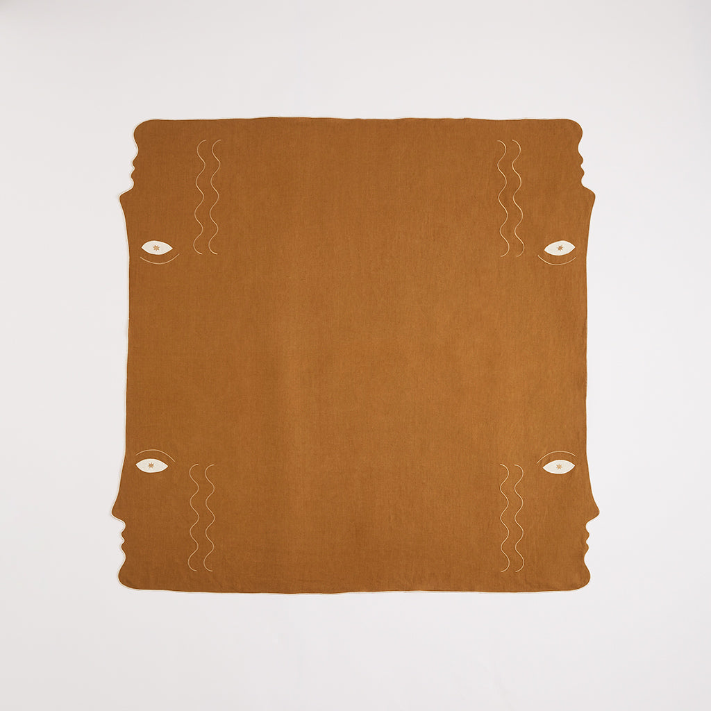 Tête à Tête Square Tablecloth | Caramel & Ivory