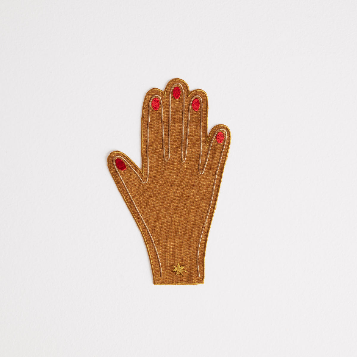 Hand Cocktail Napkins | Caramel & Red