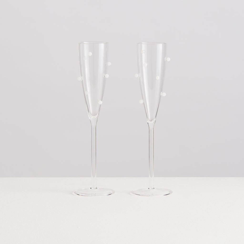 2 Pomponette Flutes | Clear & White