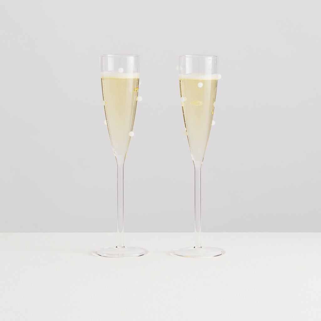 2 Pomponette Flutes | Clear & White