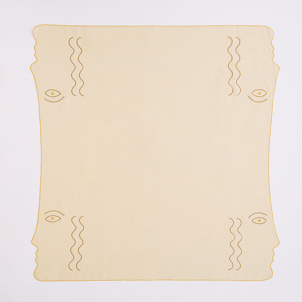 Tête à Tête Square Tablecloth | Ivory &amp; Yellow