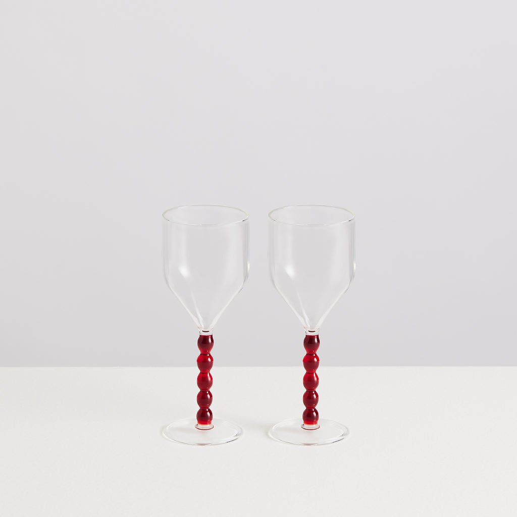 2 Perle Wine Glasses | Clear & Rouge