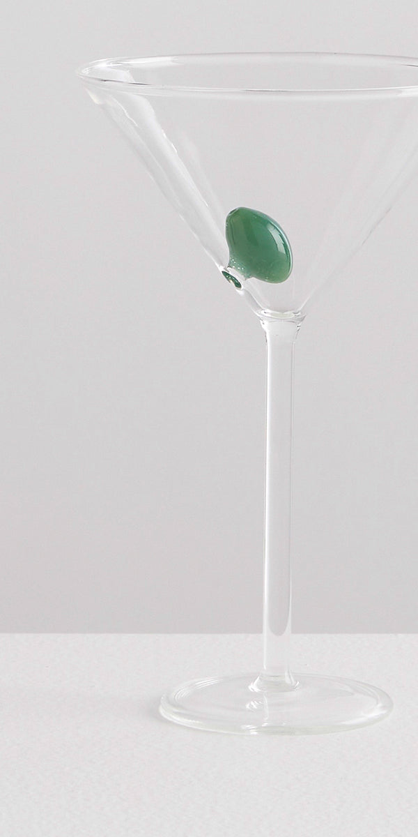 Martini Glass Clear & Green Maison Balzac International