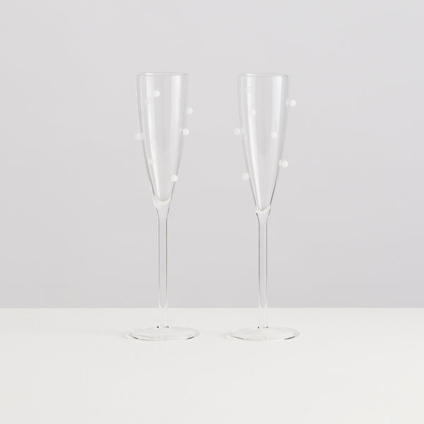2 Pomponette Flutes | Clear & White