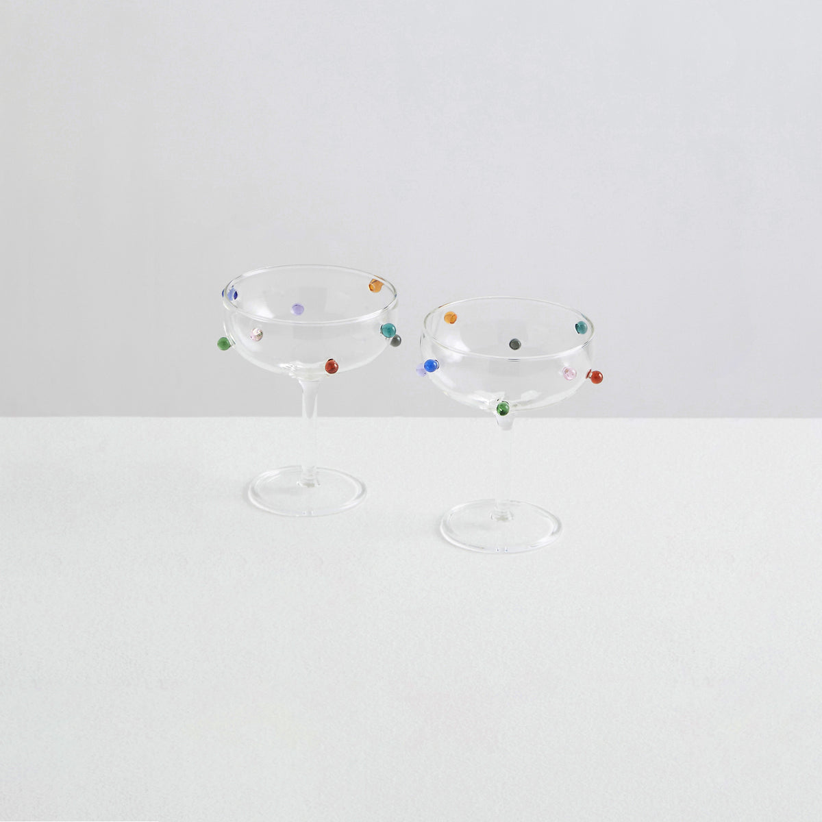 2 Champagne Coupes | Clear &amp; Multi