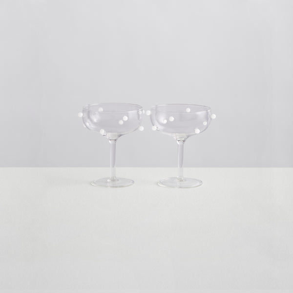 2 Champagne Coupes | Clear & White