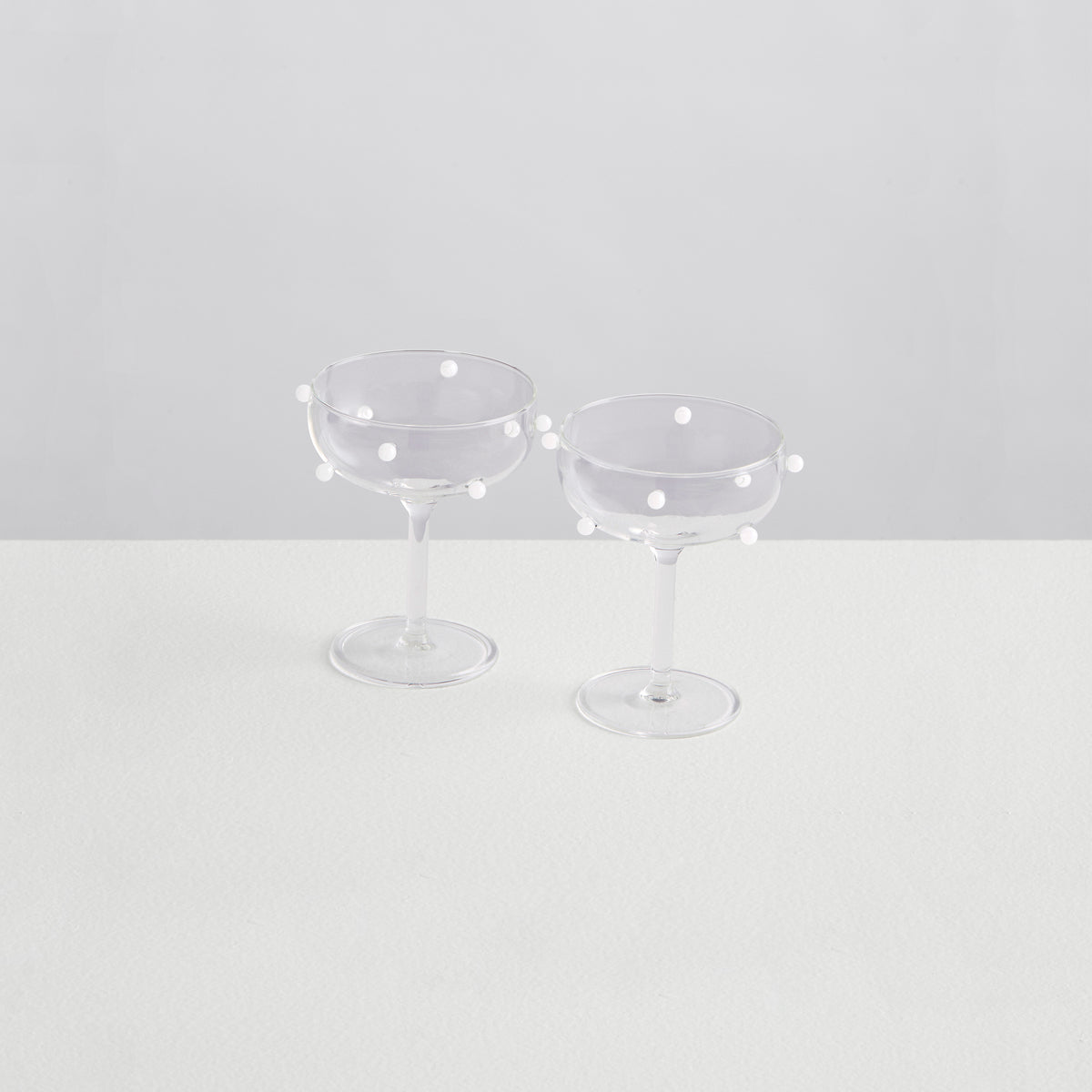 2 Champagne Coupes | Clear &amp; White